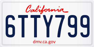 CA license plate 6TTY799