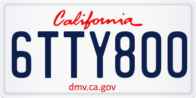 CA license plate 6TTY800
