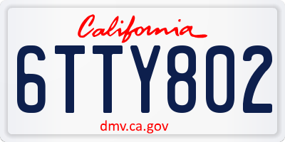 CA license plate 6TTY802