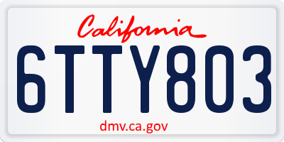 CA license plate 6TTY803