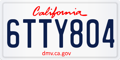 CA license plate 6TTY804