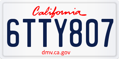 CA license plate 6TTY807