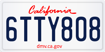 CA license plate 6TTY808