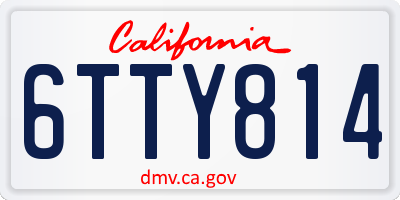 CA license plate 6TTY814
