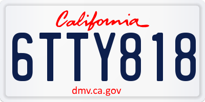 CA license plate 6TTY818