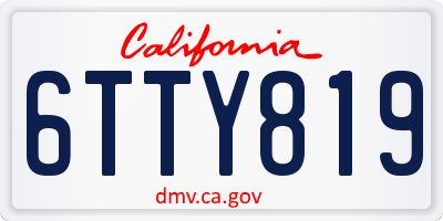 CA license plate 6TTY819