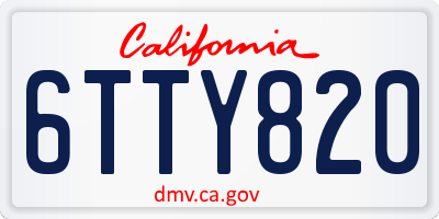 CA license plate 6TTY820