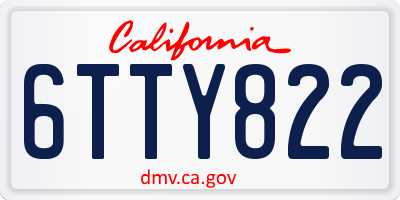 CA license plate 6TTY822