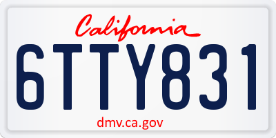 CA license plate 6TTY831