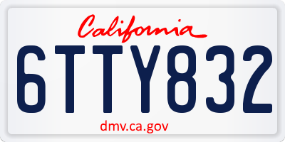 CA license plate 6TTY832