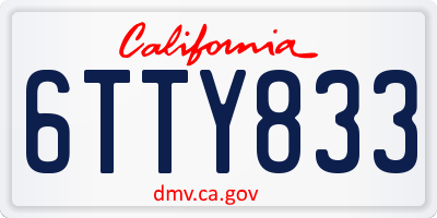 CA license plate 6TTY833