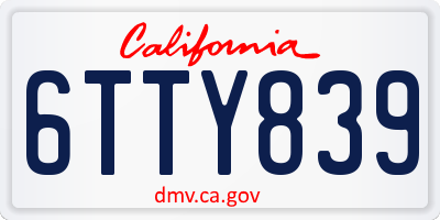 CA license plate 6TTY839
