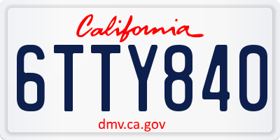 CA license plate 6TTY840