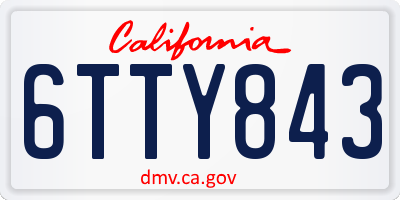 CA license plate 6TTY843