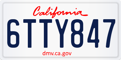 CA license plate 6TTY847
