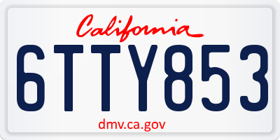 CA license plate 6TTY853