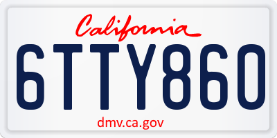 CA license plate 6TTY860
