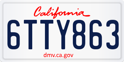 CA license plate 6TTY863