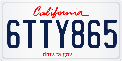 CA license plate 6TTY865