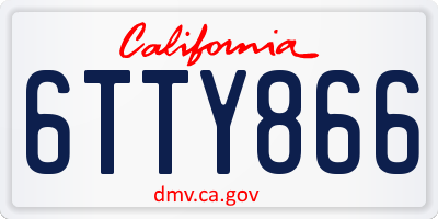 CA license plate 6TTY866