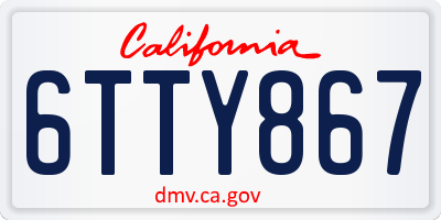 CA license plate 6TTY867