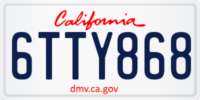 CA license plate 6TTY868