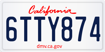 CA license plate 6TTY874