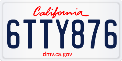 CA license plate 6TTY876