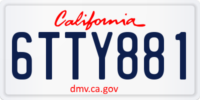 CA license plate 6TTY881