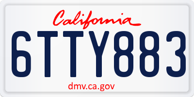 CA license plate 6TTY883