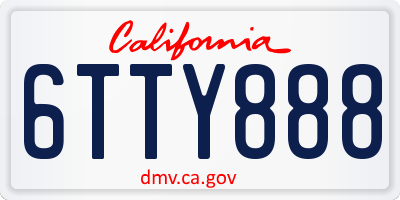 CA license plate 6TTY888