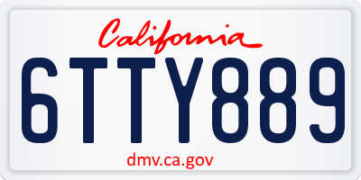 CA license plate 6TTY889