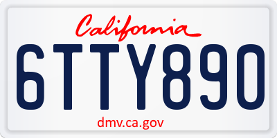 CA license plate 6TTY890