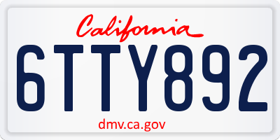 CA license plate 6TTY892