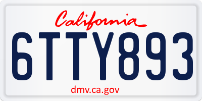 CA license plate 6TTY893