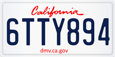 CA license plate 6TTY894