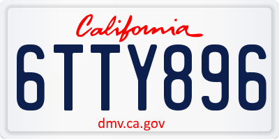 CA license plate 6TTY896