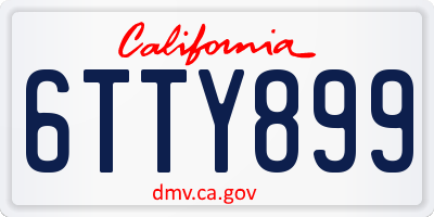 CA license plate 6TTY899