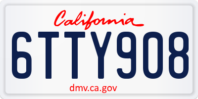 CA license plate 6TTY908