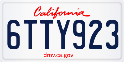 CA license plate 6TTY923