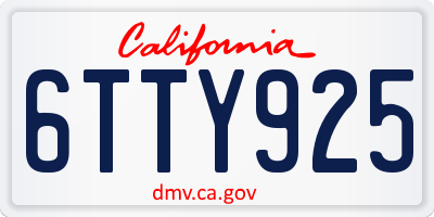 CA license plate 6TTY925