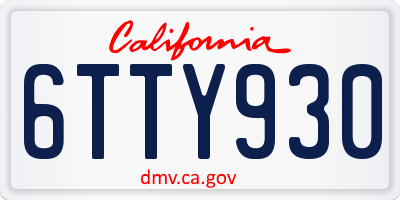 CA license plate 6TTY930