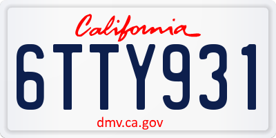 CA license plate 6TTY931