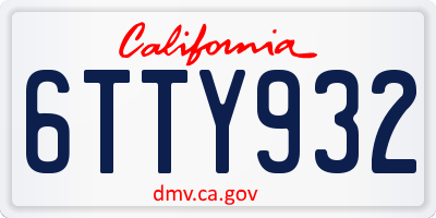 CA license plate 6TTY932