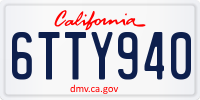 CA license plate 6TTY940