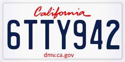 CA license plate 6TTY942