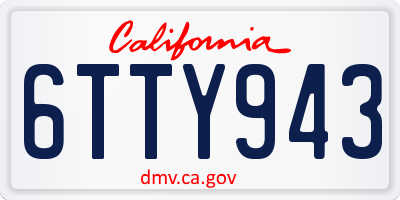 CA license plate 6TTY943