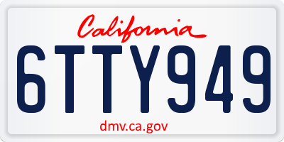 CA license plate 6TTY949