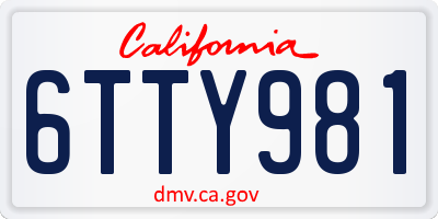 CA license plate 6TTY981