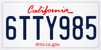 CA license plate 6TTY985